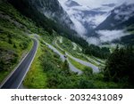 The bending road of Silvretta High Alpine Road in Austria Montafon - travel photography