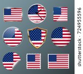 usa flag set collection in... | Shutterstock .eps vector #724955596