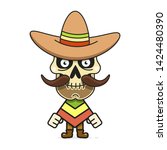 cartoon mexican  skull vector... | Shutterstock .eps vector #1424480390