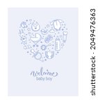baby shower invitation template.... | Shutterstock .eps vector #2049476363