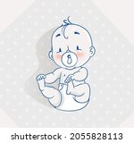 top view of cute little baby... | Shutterstock .eps vector #2055828113