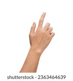 Small photo of Man Hand Holding Something Like A Bottle Or Smart phone On Isolated White Background