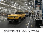 Small photo of "Normal, IL USA - September 20 2021: Early production Rivian R1T at the Normal, IL production plant"