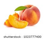 Peach with slices in closeup