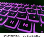 closeup keyboard touchbar colorful light
