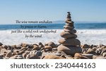 Small photo of Buddhist quotes - The wise remain unshaken by praise or blame, just like a solid rock undisturbed by the wind.