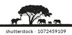 black silhouette of elephants... | Shutterstock . vector #1072459109