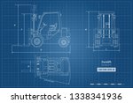 outline blueprint of forklift.... | Shutterstock .eps vector #1338341936