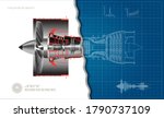 jet engine of airplane in... | Shutterstock . vector #1790737109