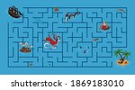 kids maze. pirate game with... | Shutterstock . vector #1869183010