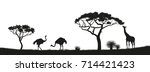black silhouette of ostrich ... | Shutterstock .eps vector #714421423