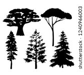 vector set of trees and pines... | Shutterstock .eps vector #1240966003
