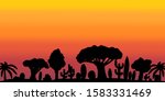 a beautiful sunset at safari... | Shutterstock . vector #1583331469