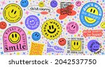 don't worry be happy abstract... | Shutterstock .eps vector #2042537750