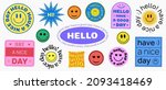set of cool smile stickers... | Shutterstock .eps vector #2093418469