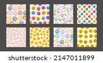 set of groovy flower seamless... | Shutterstock .eps vector #2147011899
