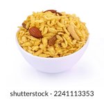 Small photo of With tea, Jada Poha Namkeen Chivda, also known as Thick Pohe Chiwda, is a jar snack that combines flavours of sweetness, salt, and nuts. discerning concentration