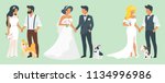 vector flat style set of three... | Shutterstock .eps vector #1134996986
