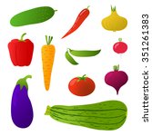 vegetables  isolated objects ... | Shutterstock .eps vector #351261383