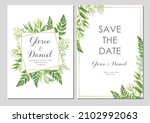 wedding invitation with green... | Shutterstock .eps vector #2102992063