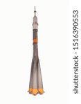 Small photo of Modern space multistage rocket on isolated white background