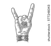 rock and roll hand sign. hand... | Shutterstock .eps vector #577248343