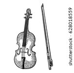 Violin With Bow. Vector Vintage ...