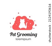 pet grooming logo symbol or... | Shutterstock .eps vector #2124193616