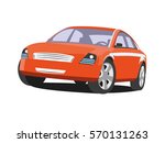 sedan orange realistic vector... | Shutterstock .eps vector #570131263