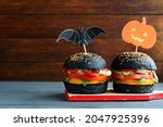 Halloween Spooky Black  Burger. ...