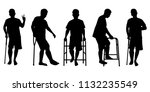 patient with crutch silhouette... | Shutterstock .eps vector #1132235549