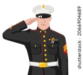 US marine in modern simple flat style isolated on white background. Handsome soldier concept vector illustrator.