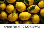 Small photo of Overhead Shot of Lemons with visible Water Drops. Close up.