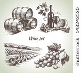 Hand Drawn Vector Wine Set