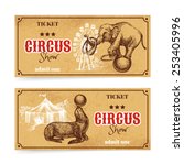 Vintage Circus Show Ticket Set. ...