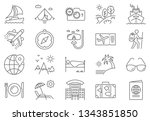 travel icon set. travel related ... | Shutterstock . vector #1343851850