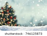 blurred christmas tree, snow, christmas, background