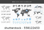 big set of maps and globes.... | Shutterstock .eps vector #558122653