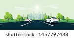 traffic on the highway... | Shutterstock .eps vector #1457797433