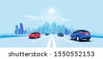 traffic on the highway... | Shutterstock .eps vector #1550552153