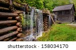 Mingus Mill at the smoky mountains national park with lush spring green and flowing water