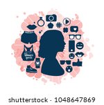 female head silhouette side... | Shutterstock .eps vector #1048647869