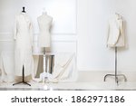 Tailor's textile mannequin in clothes designer show room