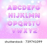pink font in the cartoon style. ... | Shutterstock .eps vector #739741099