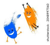 cheerful blue and orange brush... | Shutterstock .eps vector #2048997560