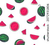 watermelon illustration.... | Shutterstock .eps vector #2072931806