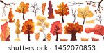Colorful Autumn Trees Flat Set...
