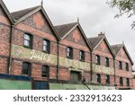 Small photo of Stone, Staffordshire, England, July 11th 2023. View of Joule's Ale Brewery, industrial, beverage and editorial travel illustration.