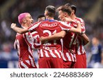 Small photo of Marcos Llorente of Atletico de Madrid celebrates after scoring a goal during the Copa SM El Rey match between Real Oviedo and Club Atletico de Madrid on January 04, 2023, in Oviedo, Asturias, Spain.