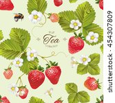 Vector Strawberry Tea Seamless...